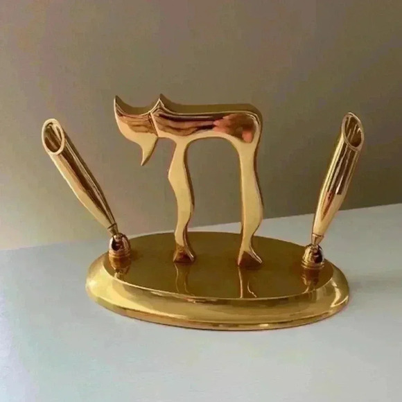 Vintage 24k Gold Plated Hai Chai Dual Pen holder. - Picture 4 of 5